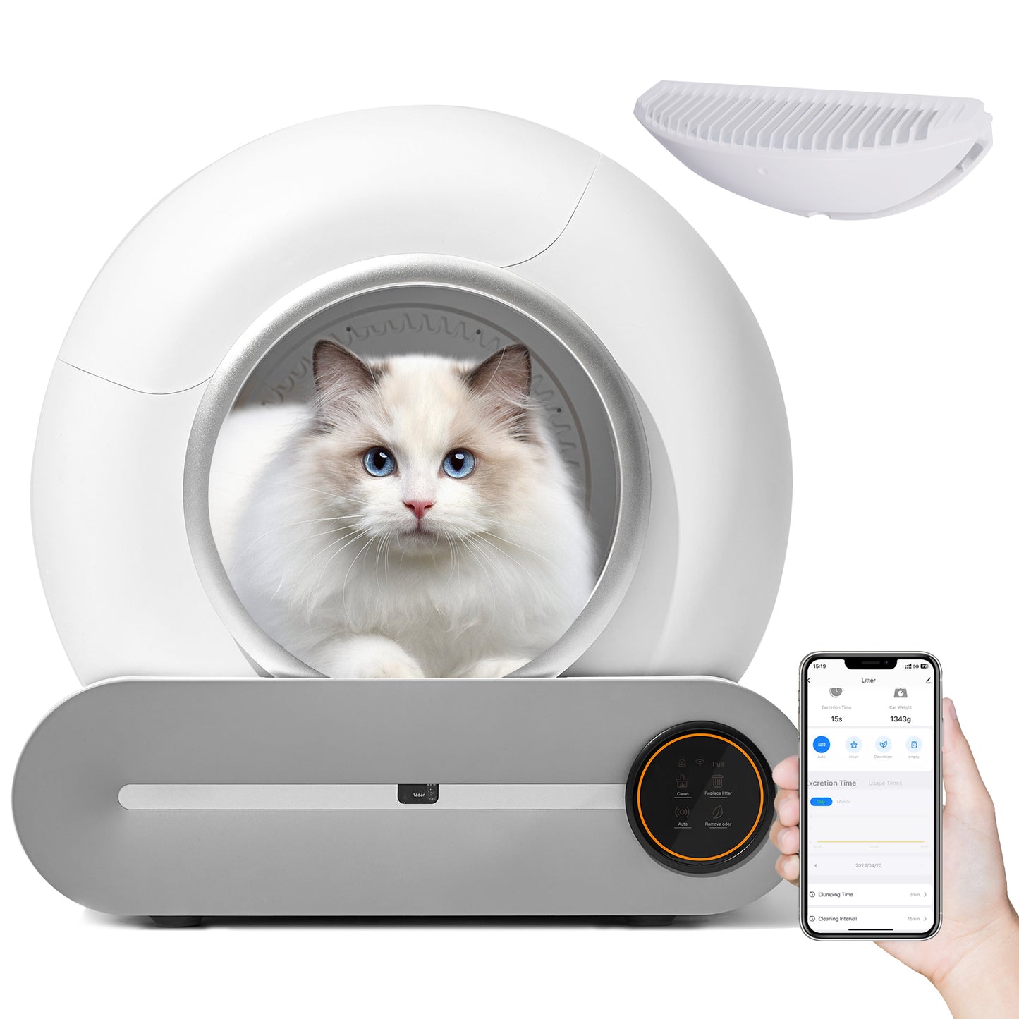 Automatic cleaning, eliminates odors, supports WiFi application control, intelligent automatic cat litter box with padding - NOVADI