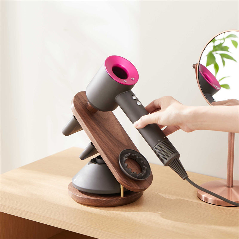 Wall Mount Hair Dryer Holder for Dyson Supersonic Hair Dryer Walnut Beech Wood Hair Dryer Bracket