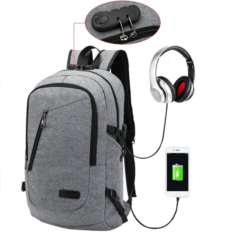 Mode mann laptop rucksack usb lade computer rucksäcke casual style tasche große männliche business reisetasche rucksack