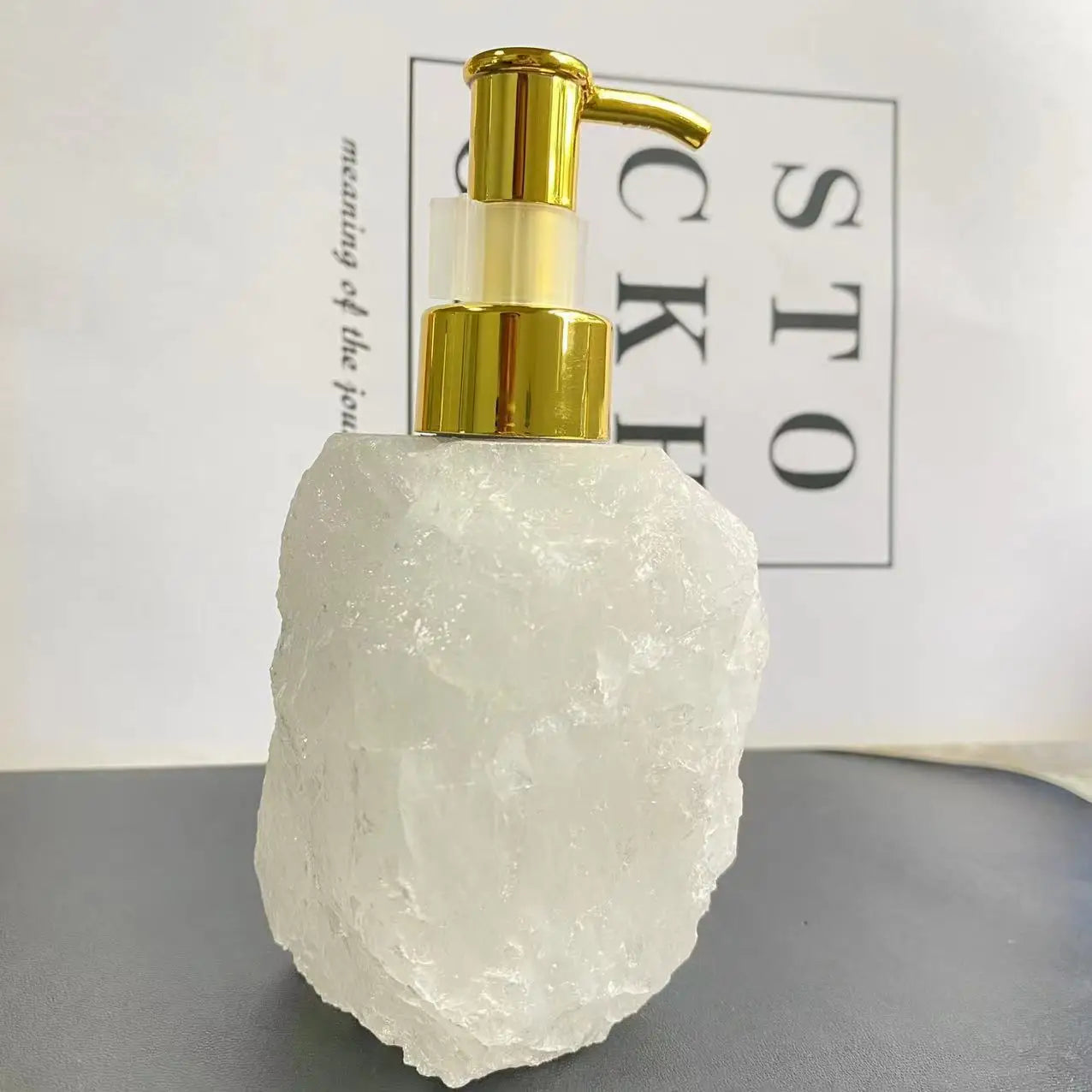 1 PCS Natural Pink Crystal Stone Press Bottle Dispenser 30ml Liquid Dispenser Shower Gel  Wash Light Luxury Bathroom Accessory - NOVADI