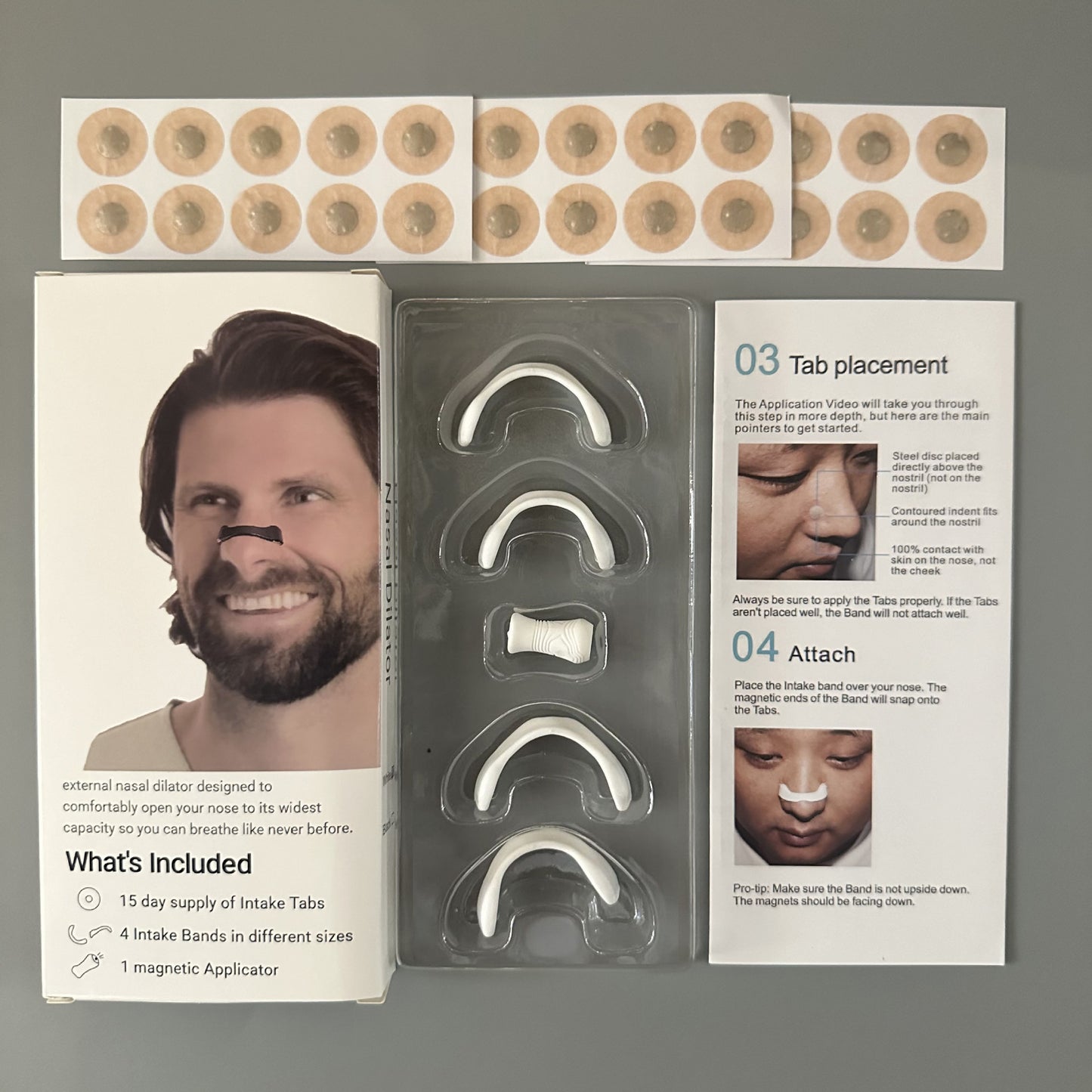 15Pairs Magnetic Nasal Strips Nasal Breathing Dilators Kits Increase Air Intake Improve Sleeping Reduce Snoring for Nighttime - NOVADI