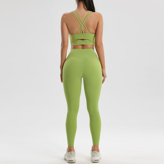 Damen Sport und Fitness Set Yoga und Laufen Zweiteiliges Set BH Unterwäsche Schnelltrocknende Base Pants