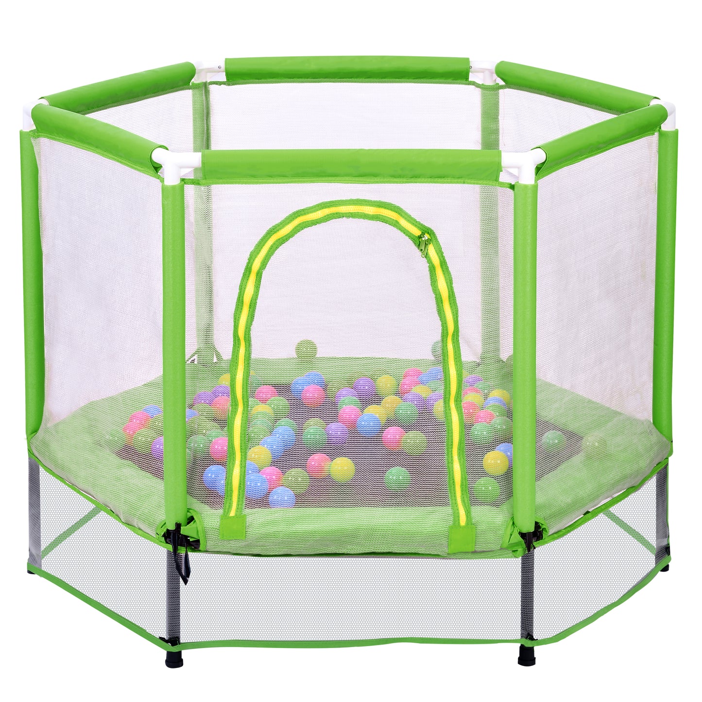 55'' Toddlers Trampoline with Safety Enclosure Net and Balls, Indoor Outdoor Mini Trampoline for Kids