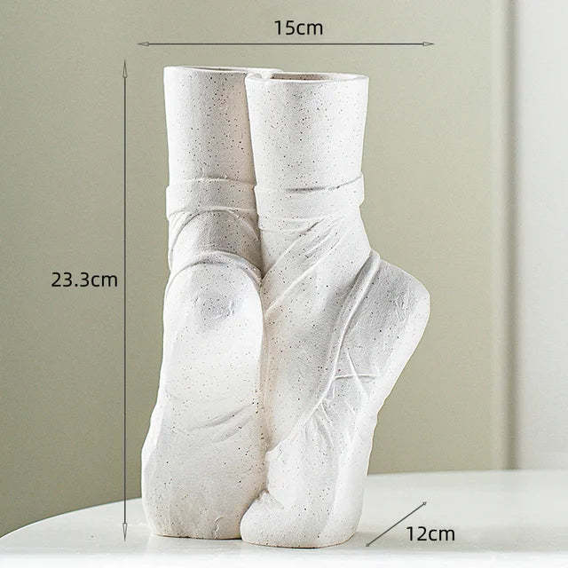 Ceramic Vase Ballet Shoes Dancer Realistic Portrait Sculpture Flower Vase Flower Arrangement Crafts Home Decoration Accessories - NOVADI