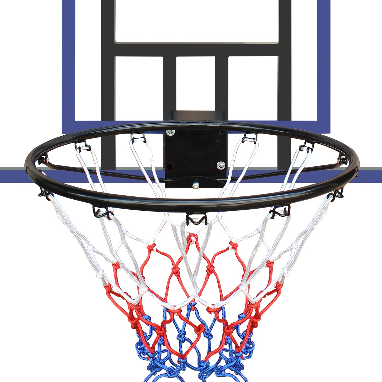 Wall mounted basketball basket, 45 x 29 inch shatterproof back, foldable basketball basket, all-weather mesh fabric