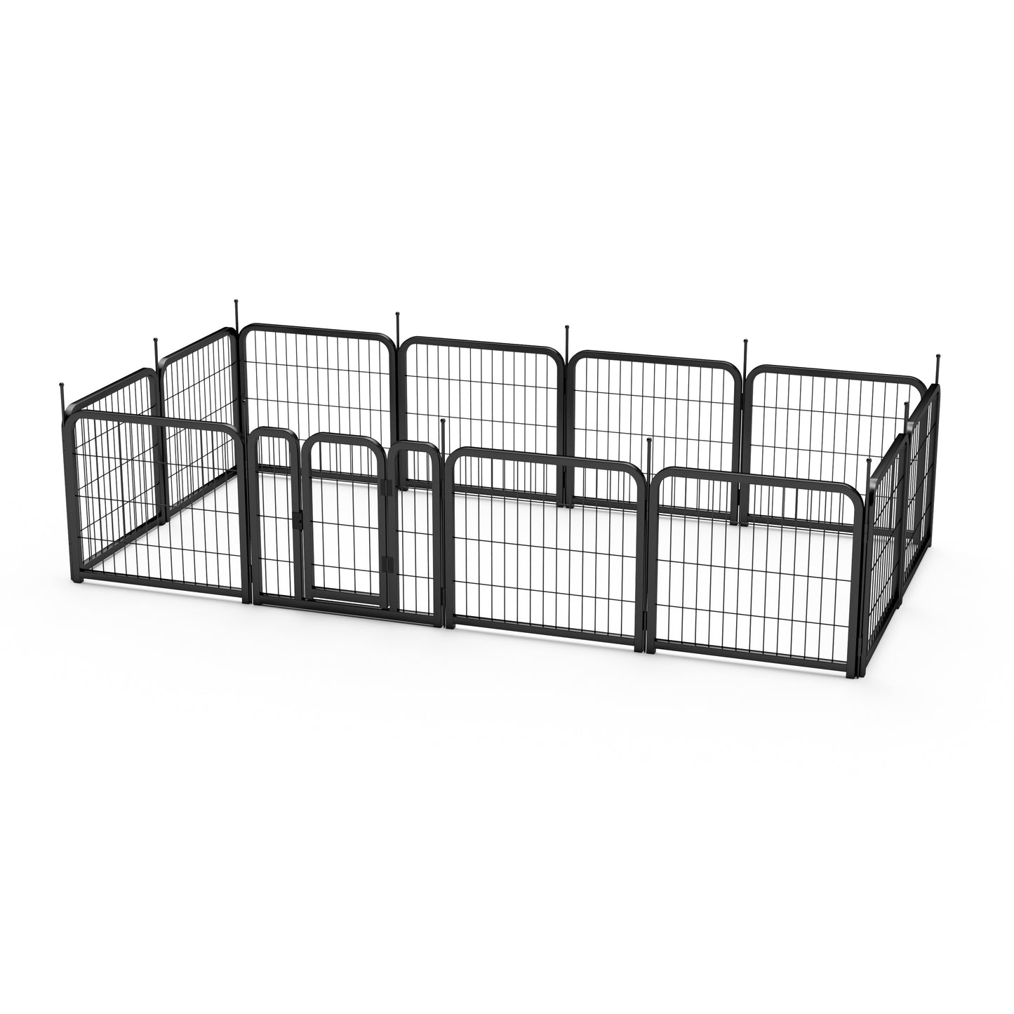 Outdoor 12 piece dog fence, 24 inch portable indoor game fence for small dog pets. Black, 22.2 inches wide x 23.6 inches high.