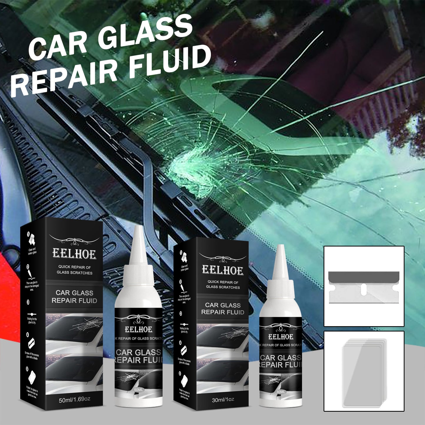 EELHOE Auto Glass Repair Glue Windshield Repair Crack Adhesive Repair Glue