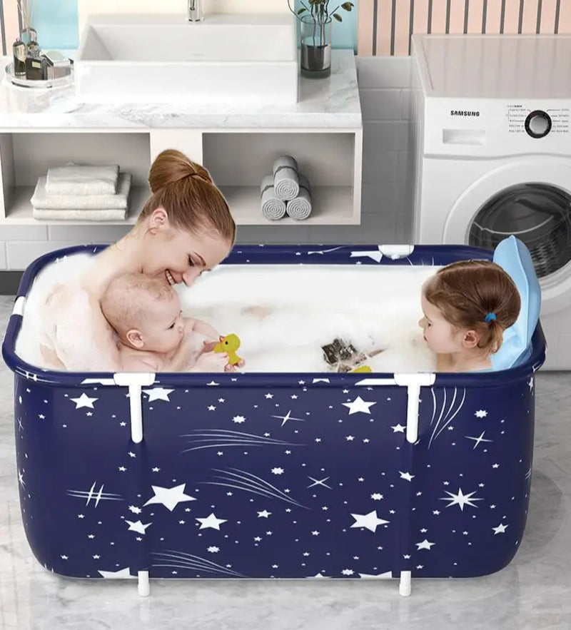 120CM Bathtubs Folding Bath Bucket Thicken Shower Barrel Adult IceTub Baby Swimming Pool Insulation Family Bathroom SPA Tub - NOVADI