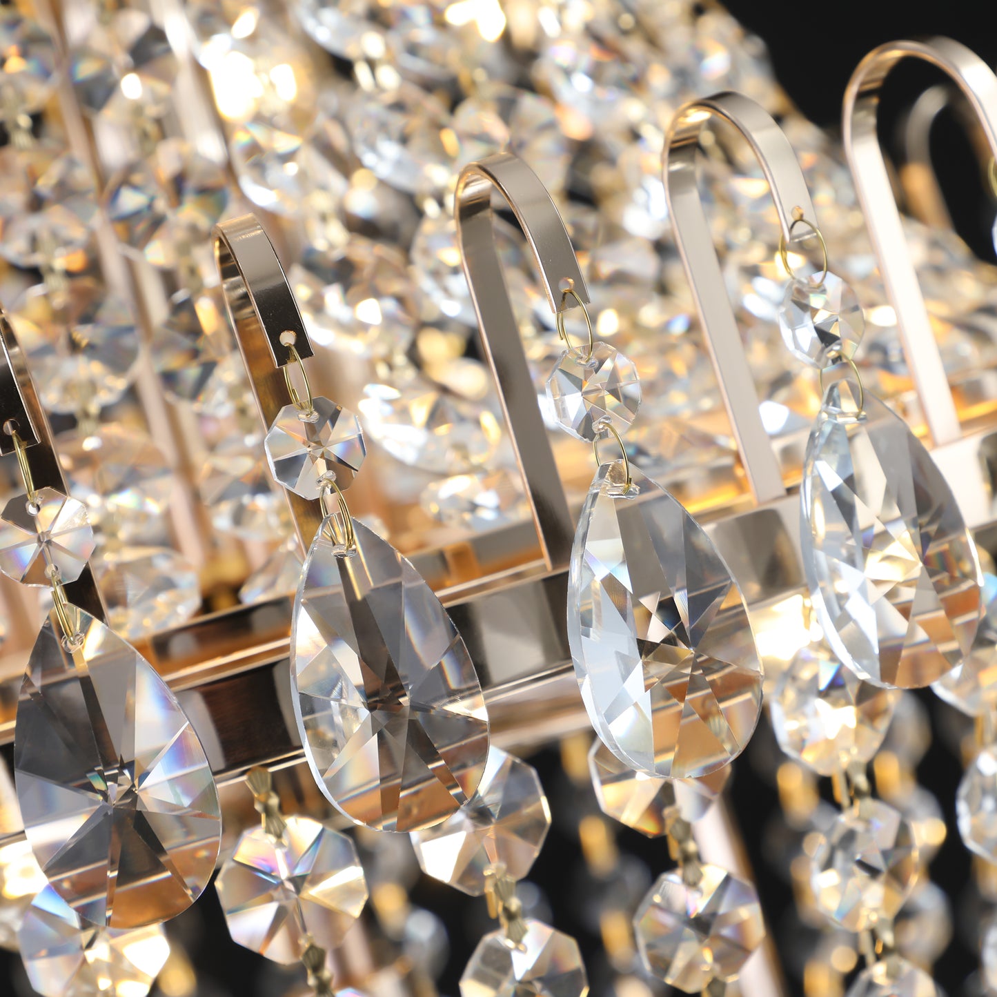 Golden crystal pendant light, large modern luxury ceiling lighting (without light bulbs)