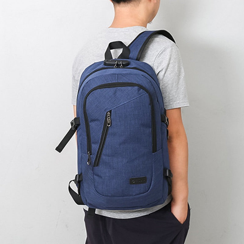 Mode mann laptop rucksack usb lade computer rucksäcke casual style tasche große männliche business reisetasche rucksack