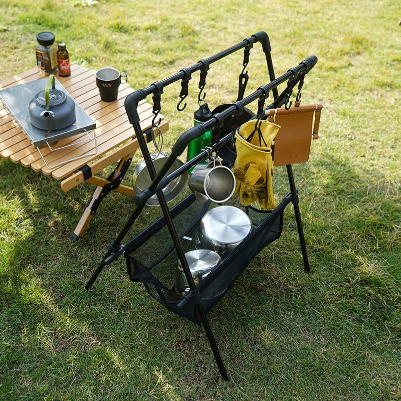 Outdoor camping folding shelf camping car drying rack drying net drying rack storage rack - NOVADI