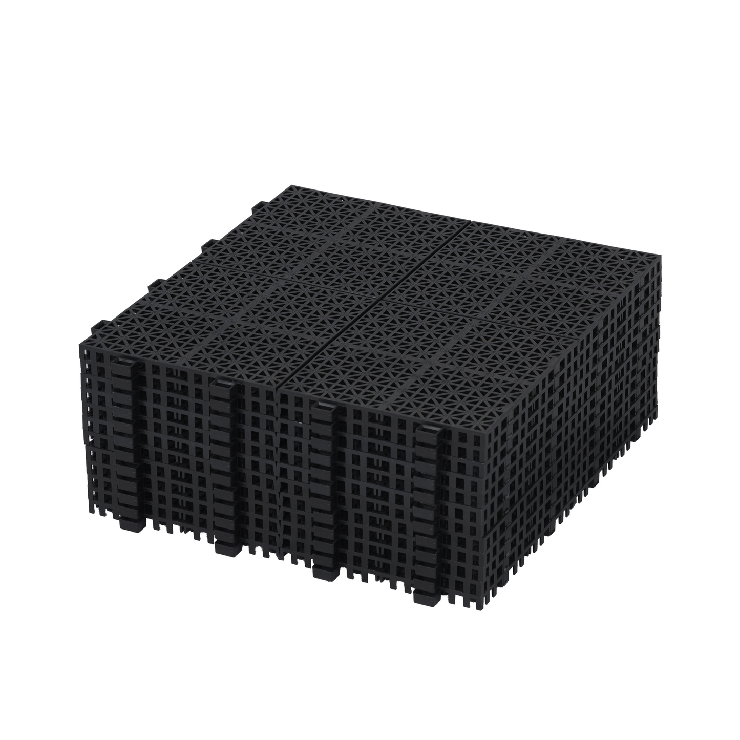 12 x 12 inch black interlocking deck tiles, plastic waterproof, weighing up to 6613 pounds, with a rose pattern pack of 12