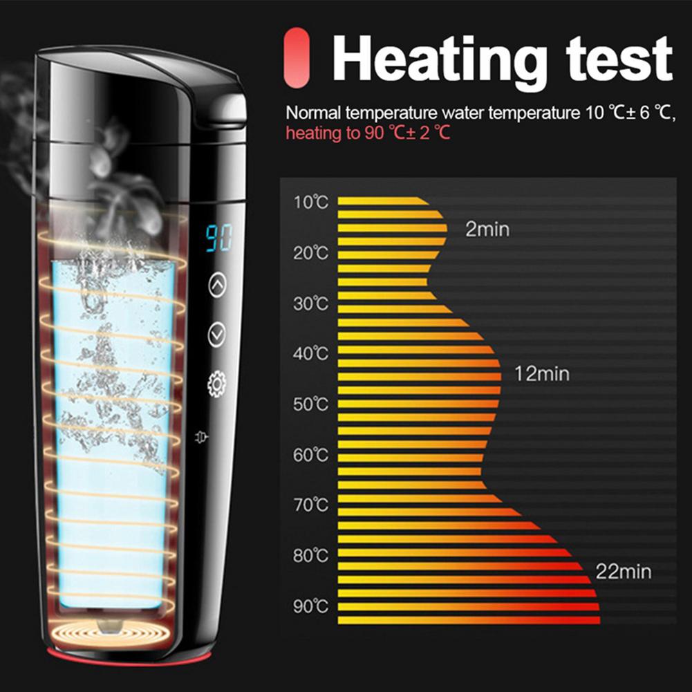 70W Echtzeittemperatur Fahrzeug-Heizbecher 12V 24V Wasserdichter Edelstahl-Auto-Wasserkocher Warmwasserbereiter Autobecher Reisewasserkocher