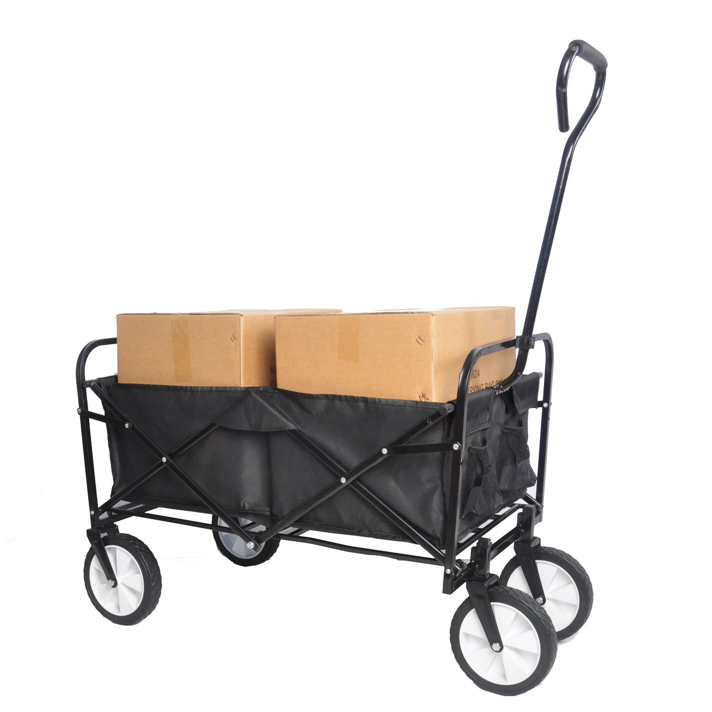 Folding Wagon Garden Shopping Beach Cart (Black)