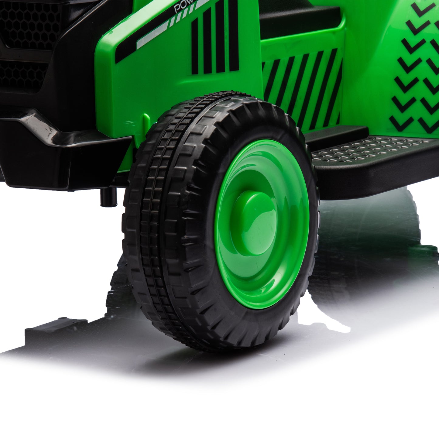 12V children ride the electric tractor "Black Knight" with a detachable storage tugboat and power display screen.