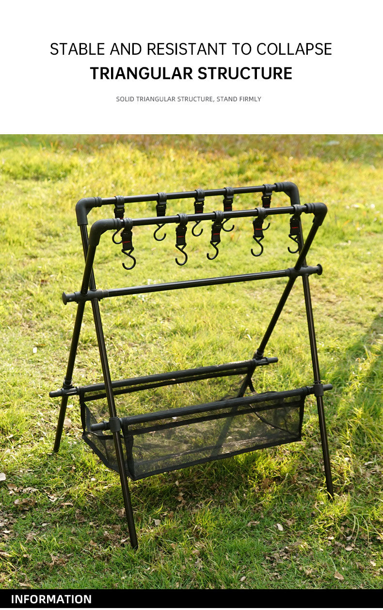 Outdoor camping folding shelf camping car drying rack drying net drying rack storage rack - NOVADI