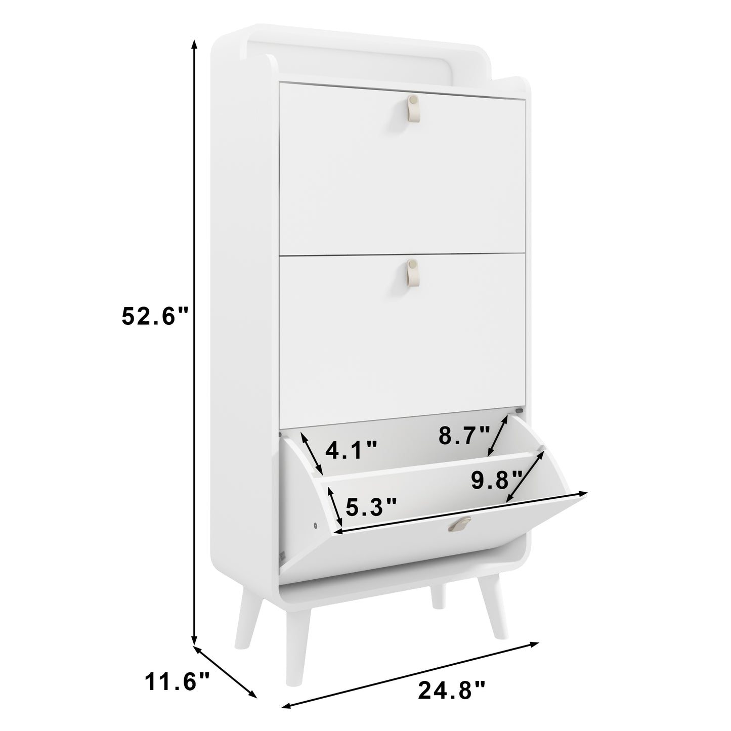 Modern Arc Design Shoe Cabinet With 3 Drawers,Shoe Storage Cabinet for Entryway,Outdoor,White Finish