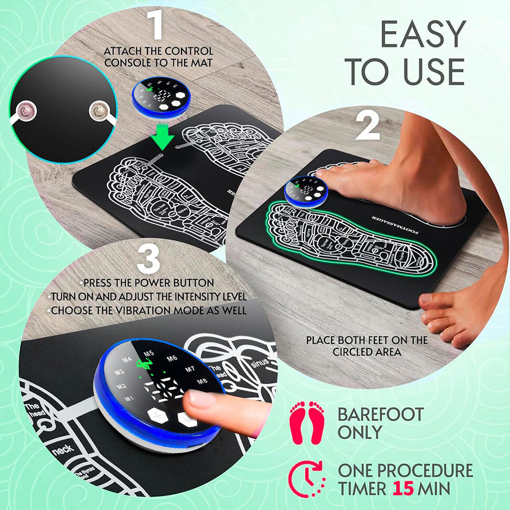 Ems Foot Stimulator Muscle Blood Circulation Feet Leg Relax Pain Relief Usb Foot Massager Mat - NOVADI