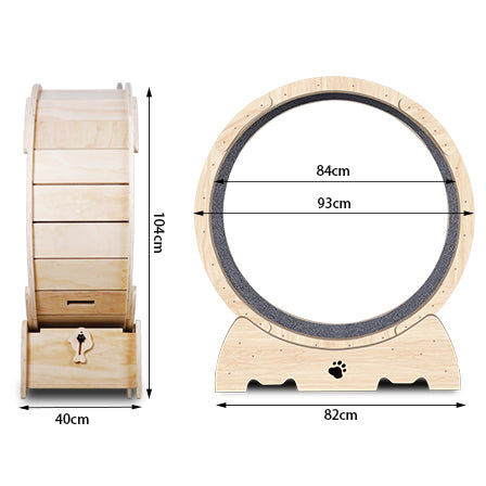 Cat Exercise Wheel for Indoor Cats, Cat Running Wheel with Carpeted Runway 37" Natural Wood Color - NOVADI