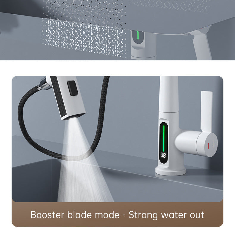 Intelligent Digital Display Faucet Pull-out Basin Faucet Temperature Digital Display Rotation