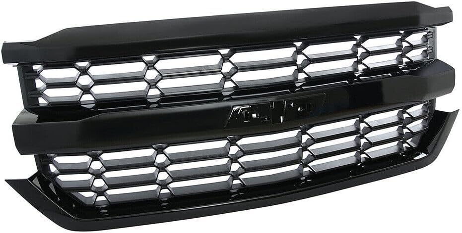 Front Bumper Upper Grille Grill Compatible with Chevrolet Silverado 1500 2016-2018 (Black) - NOVADI