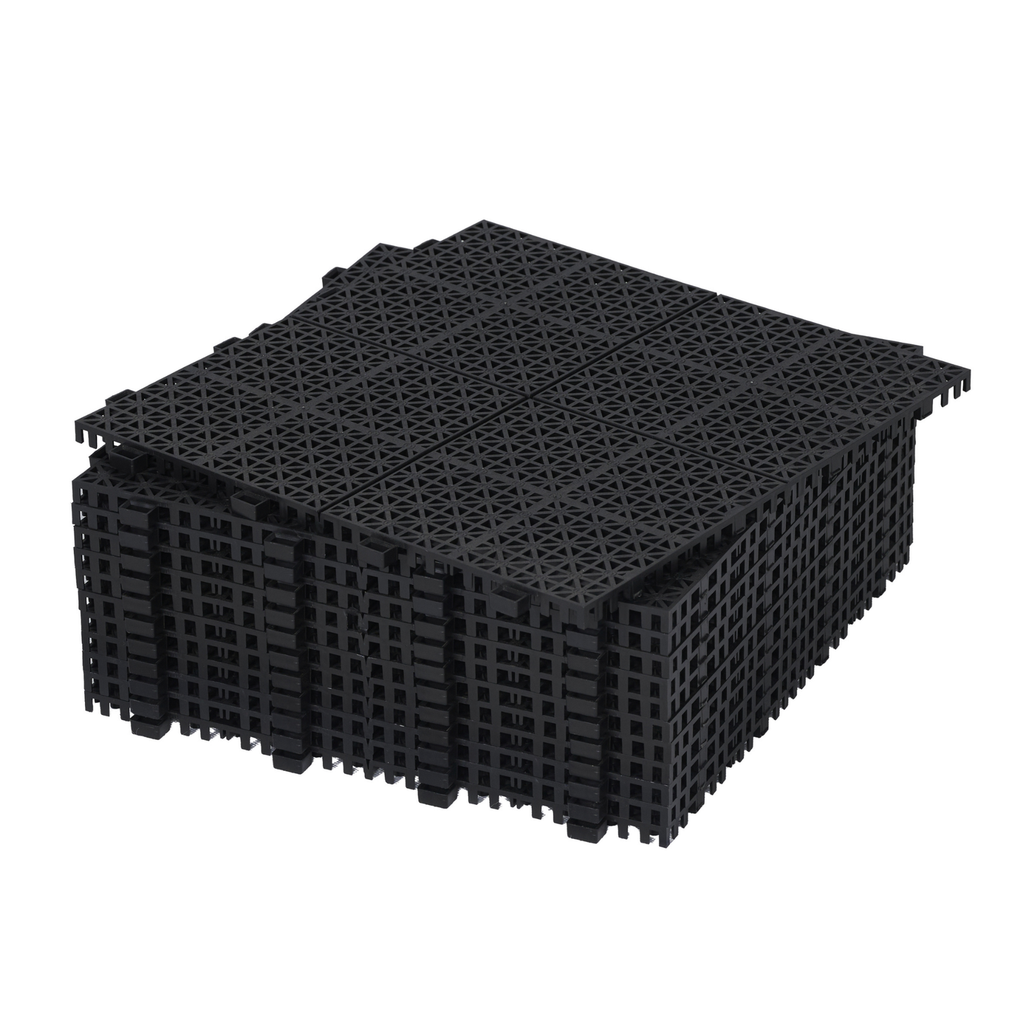 12 x 12 inch black interlocking deck tiles, plastic waterproof, weighing up to 6613 pounds, with a rose pattern pack of 12