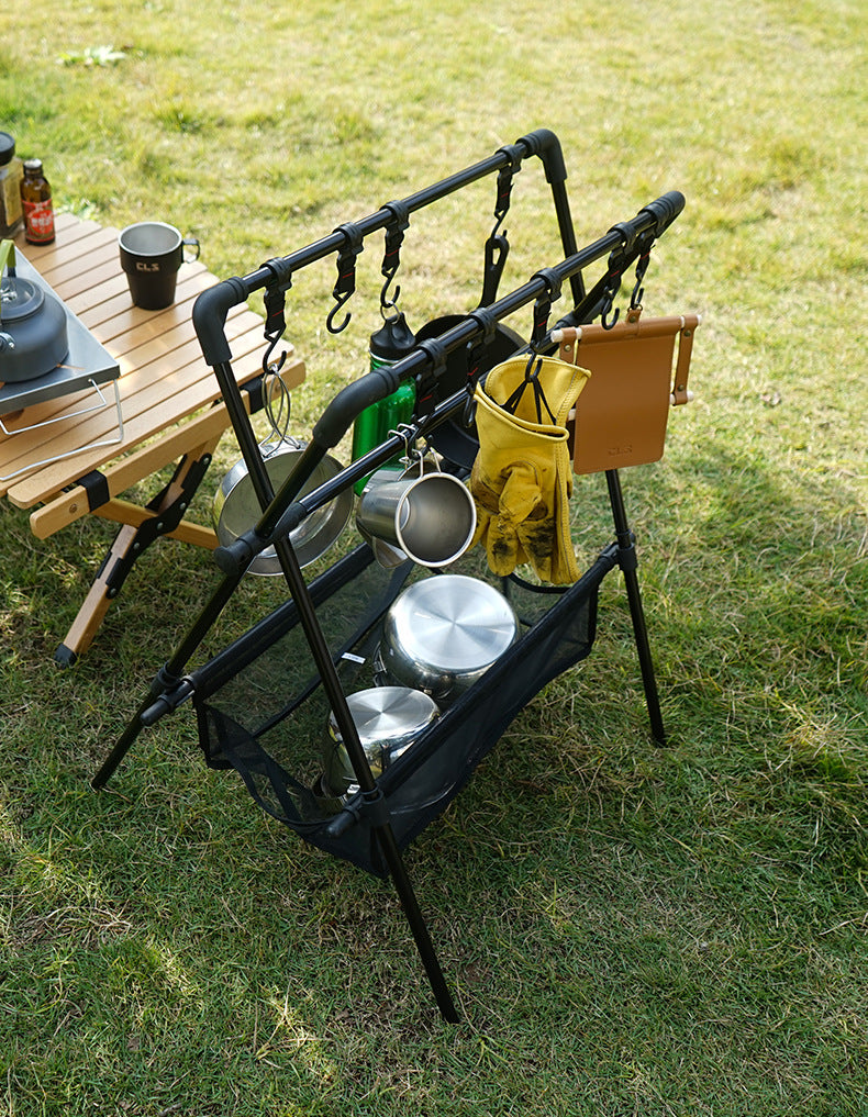 Outdoor camping folding shelf camping car drying rack drying net drying rack storage rack - NOVADI