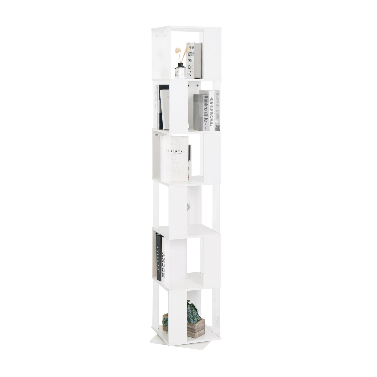 6-layer rotating acrylic board simple bookshelf, multi-functional creative bookshelf for students in the living room