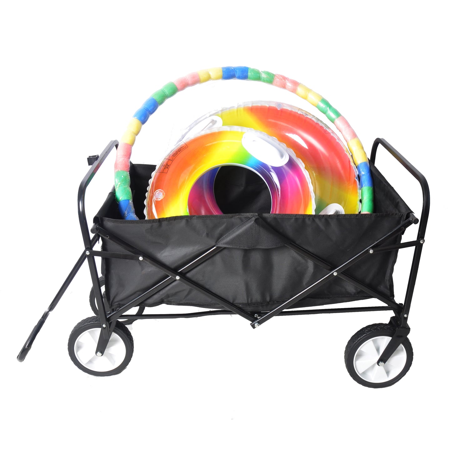 Folding Wagon Garden Shopping Beach Cart (Black)