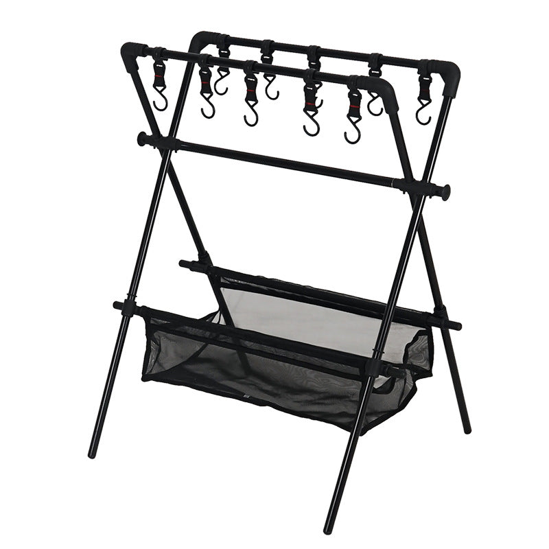 Outdoor camping folding shelf camping car drying rack drying net drying rack storage rack - NOVADI