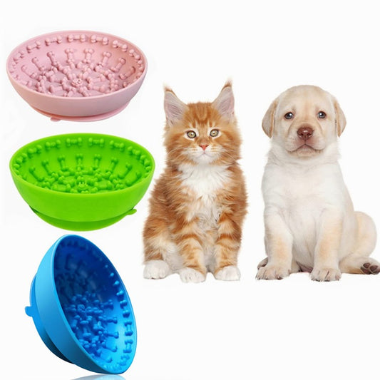 Pet slow feeding bowl Pet food utensils Cat and dog anti-choking slow feeding suction cup non-slip silicone slow feeding bowl