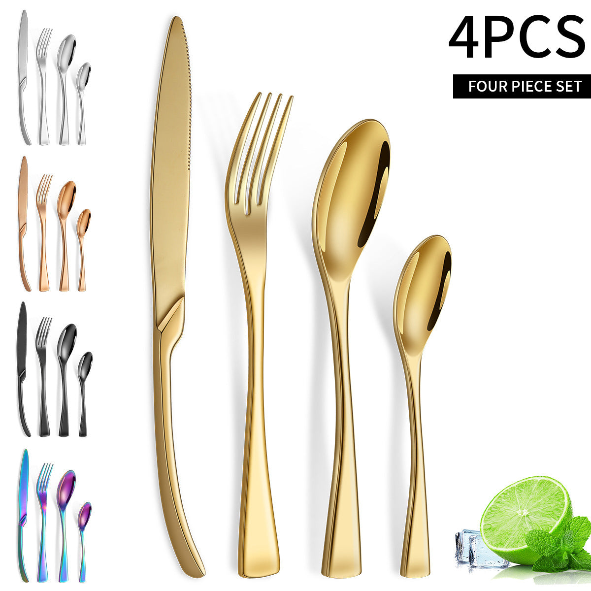 4pcs/24Pcs 304 Stainless Steel Silverware Silver Tableware Fork Steak Knife Spoon Flatware Dishwasher Safe Luxury Cutlery Set Gift