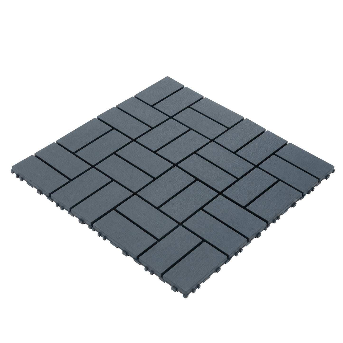 Plastic interlocking deck tiles, 44 terrace deck tiles, 12 "x12" square waterproof terrace floor tiles, gray