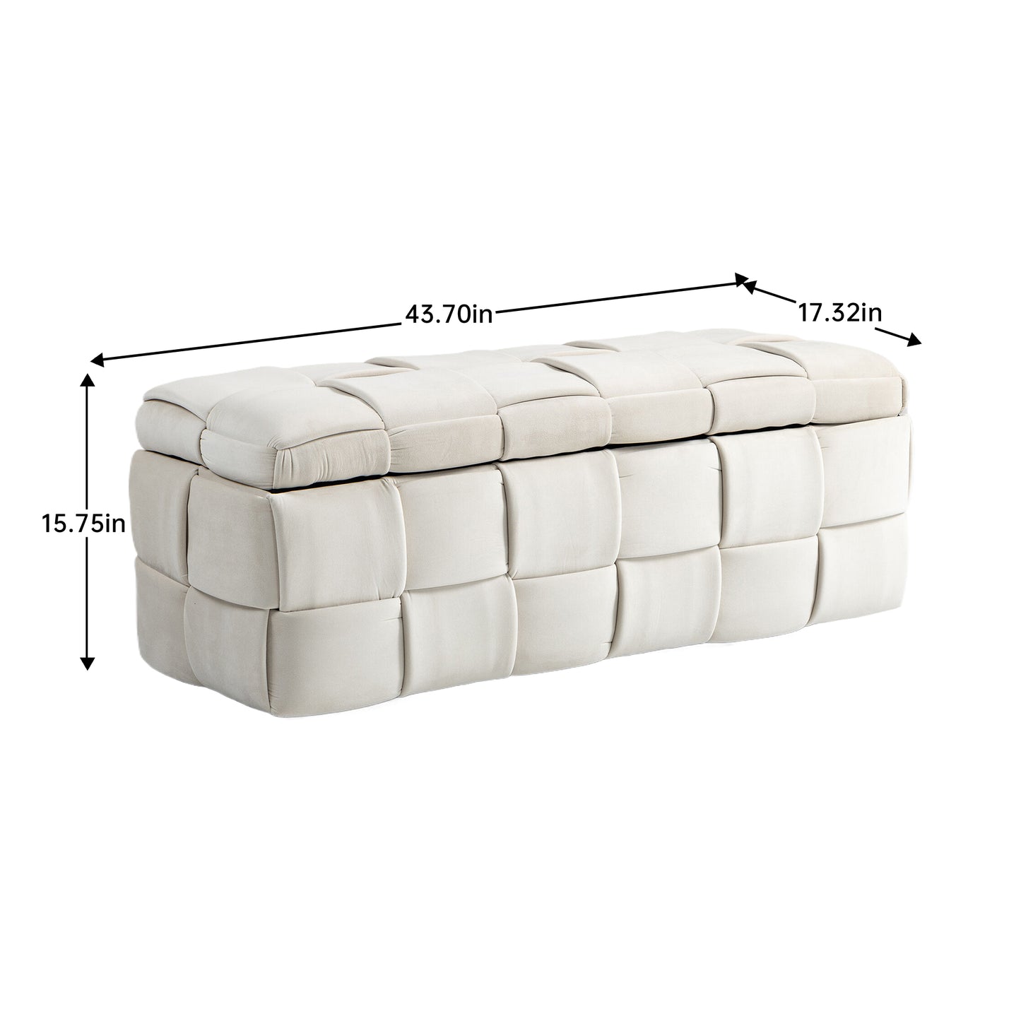 COOLMOR Ottoman-Stuhl mit Stauraum, Schlafzimmer-Beistelltisch, gepolsterter Eingangs-Fußhocker aus Stoff mit Sicherheitsscharnier (Beige)