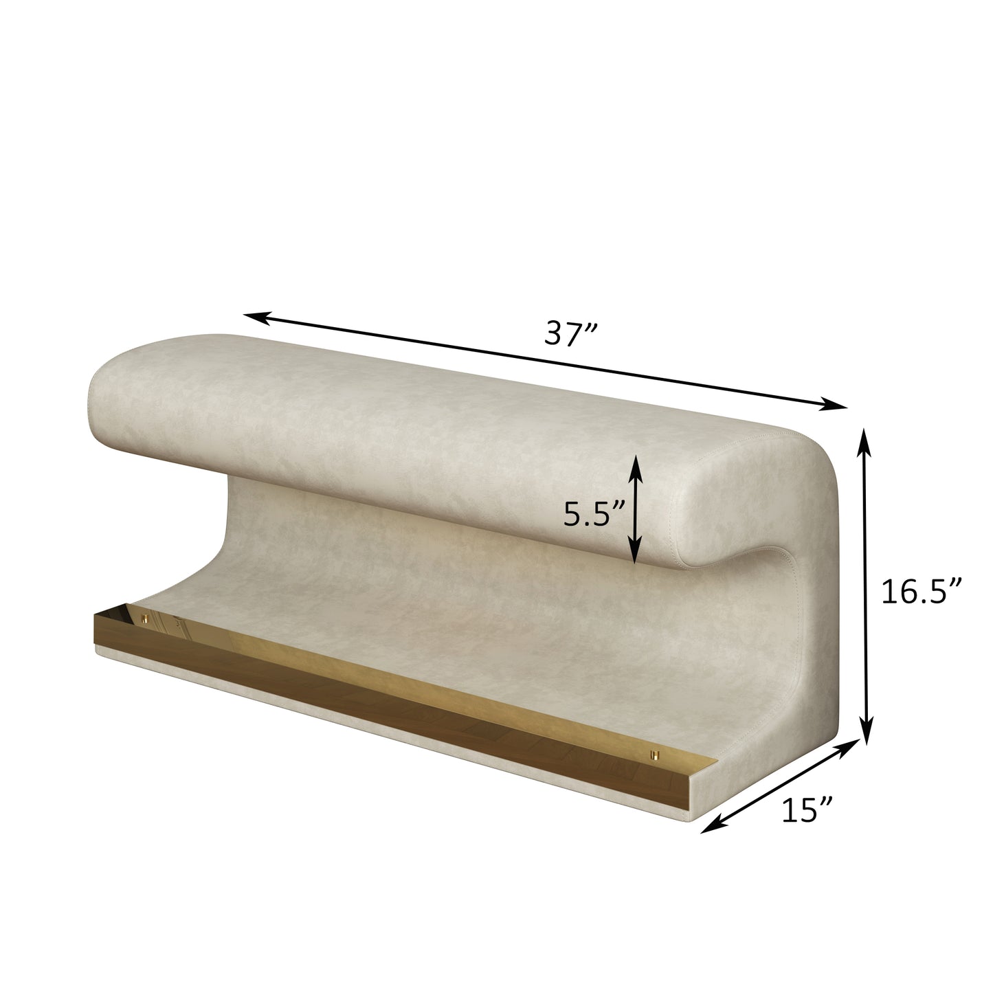 Eingangsbank, Lederpolster-Ottomane mit LED-Sensorlicht für Wohnzimmer, Schlafzimmer, Fußende des Bettes, Beige