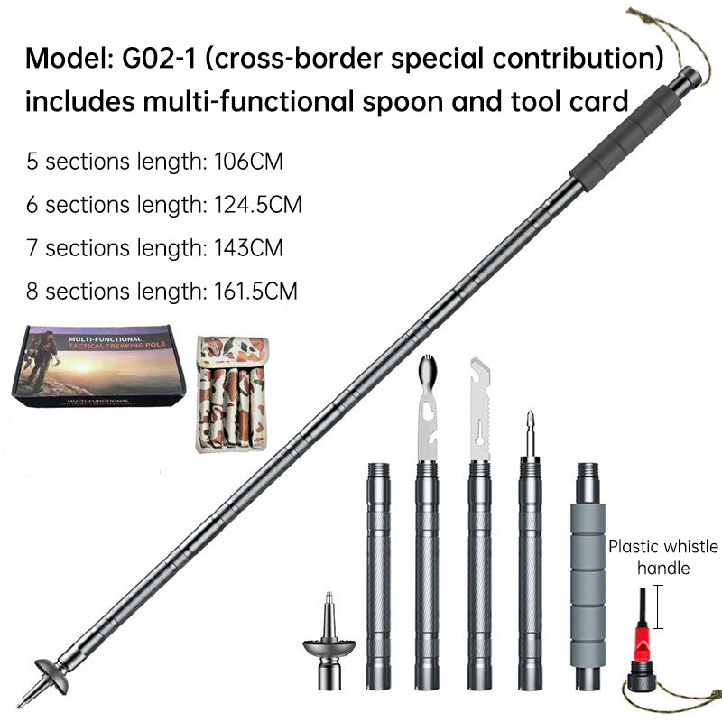 Folding telescopic outdoor hiking tactical self-defense stick Walking stick - NOVADI