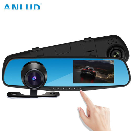 ANLUD Car Camera DVR Dual Lens Dash Cam Rear View Mirror Auto Video Recorder GPS Detector - NOVADI