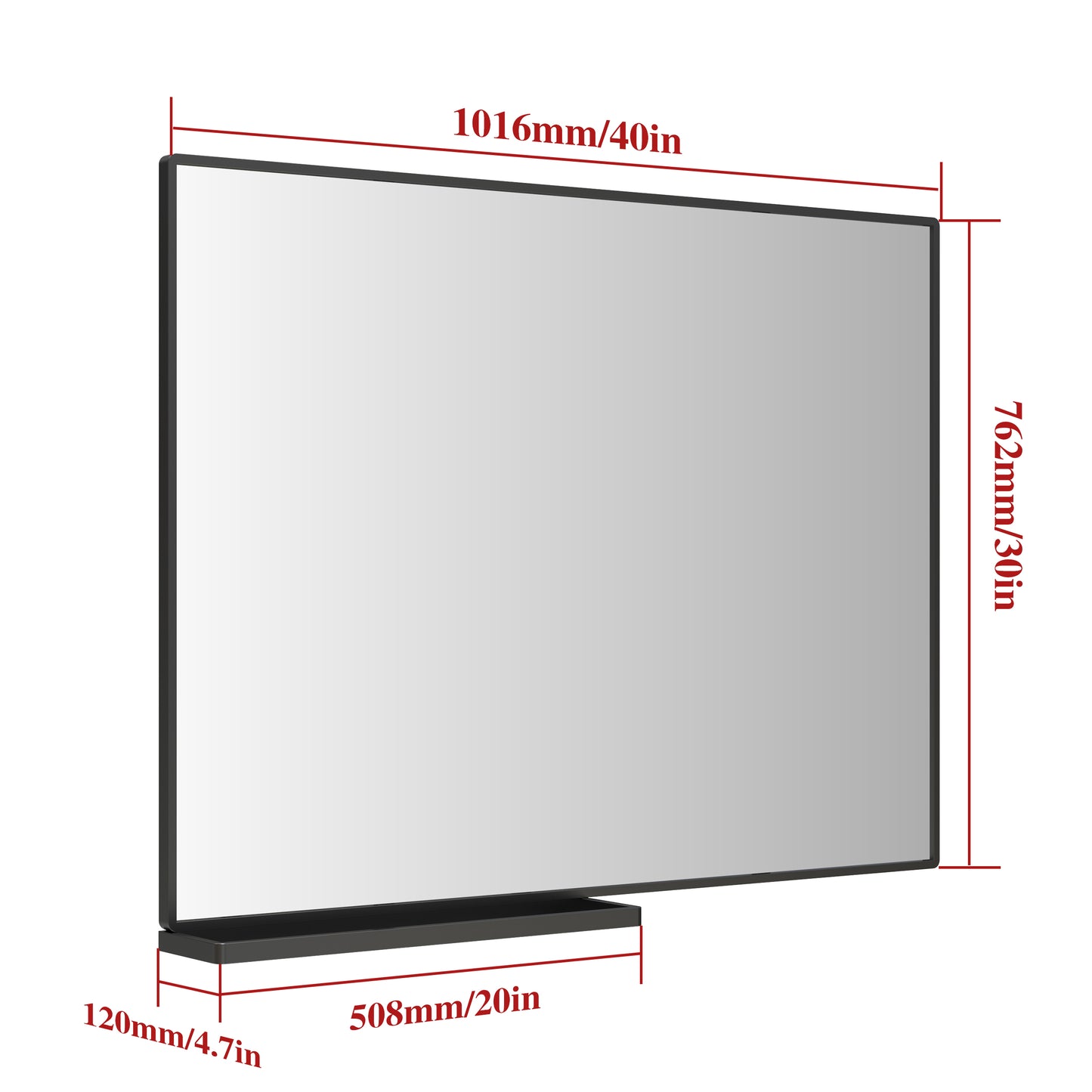 40x30 Zoll moderner Badezimmerspiegel mit Ablagefach rechteckiger Spiegel Badezimmer Wohnzimmer Schlafzimmer Hängespiegel