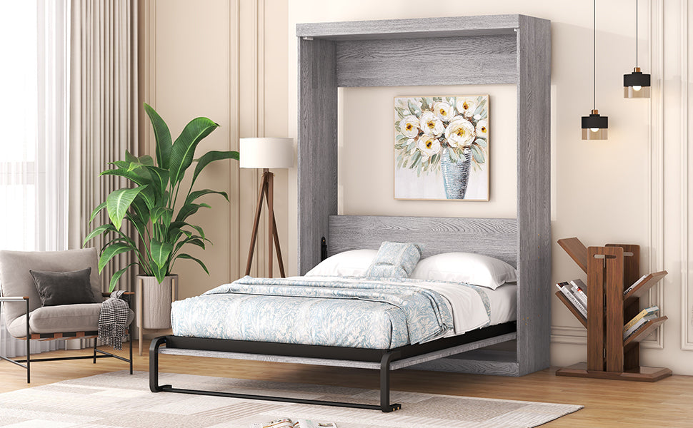 Full Size Murphy Bed, can be Folded into a Cabinet Gray