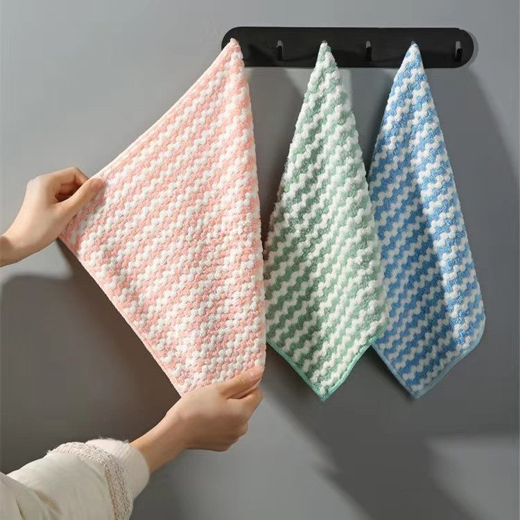 Double Sided Cationic Color Water Absorbent Wavy Stripe Oil Free Dishwashing Cloth Water Absorbent Dishwashing Cloth