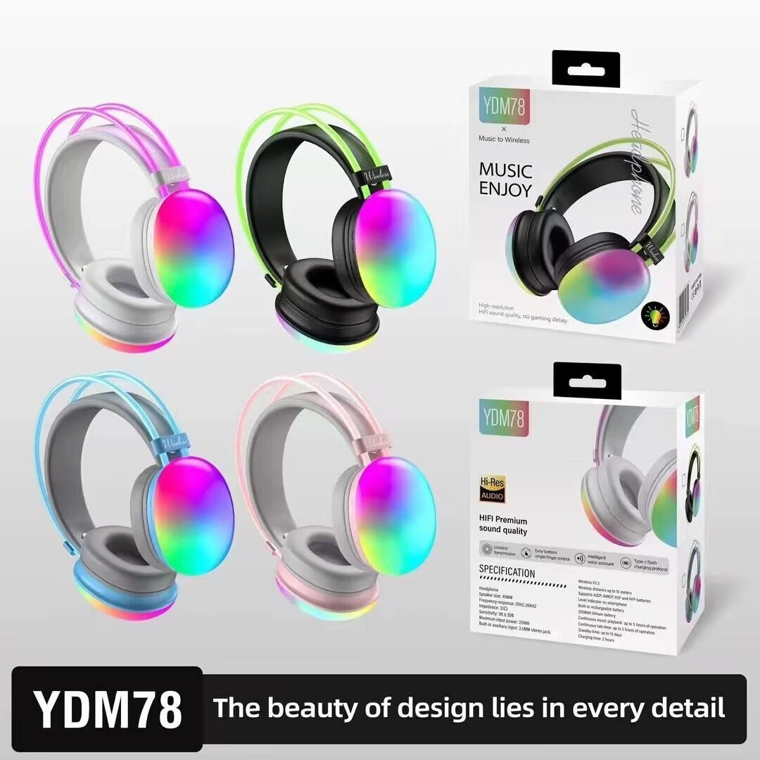 Head mounted Bluetooth earphones YDM78 luminous computer gaming wireless headset - NOVADI