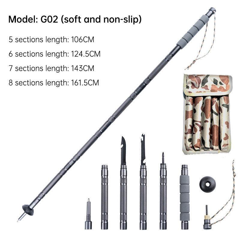 Folding telescopic outdoor hiking tactical self-defense stick Walking stick - NOVADI