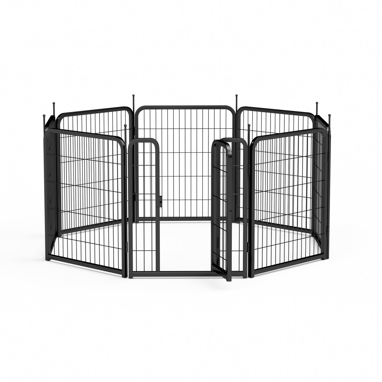 Outdoor dog fence, 8-piece board dog fence. 31 inch portable pet sports fence. Black, 26.3 inches wide x 31.5 inches high.