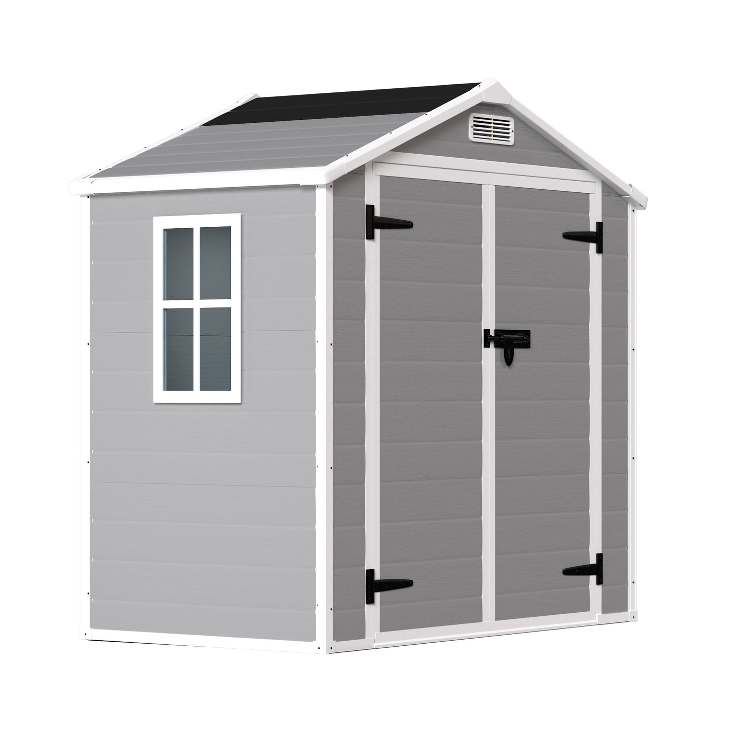 6' x 4.4' Resin Weather Resistant Outdoor Storage Shed with Floor for Garden,Backyard,Pool Tool, Light Grey