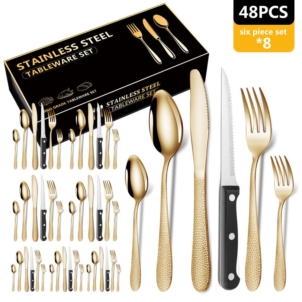 Creative Snakeskin Water Cube Stainless Steel Knife Fork And Spoon Cutlery Set Of 48 Sets Of Gifts In Colorful Boxes