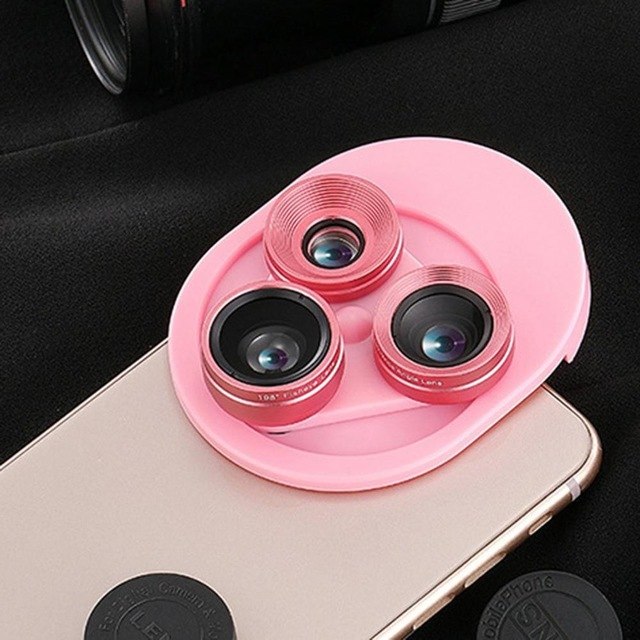 3 In 1 Mobile Phone Lens Set Professional Integral Turntable External Use Wide Angle + Fish Eye + Macro Camera Lens Set