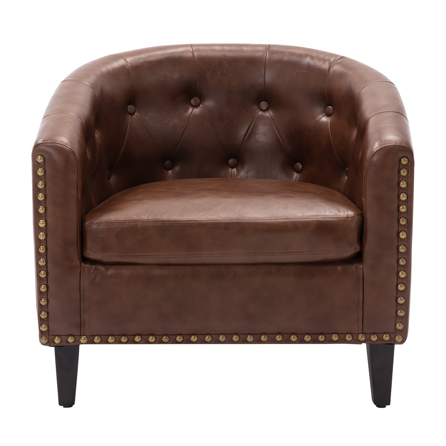 PU-Leder Tufted Barrel ChairTub Chair für Wohnzimmer Schlafzimmer Clubsessel