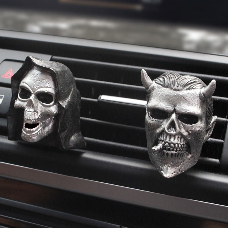 Death Skull Aromatherapy Plugin Resin Ghost Mask Car mounted Aromatherapy Clip Decoration - NOVADI