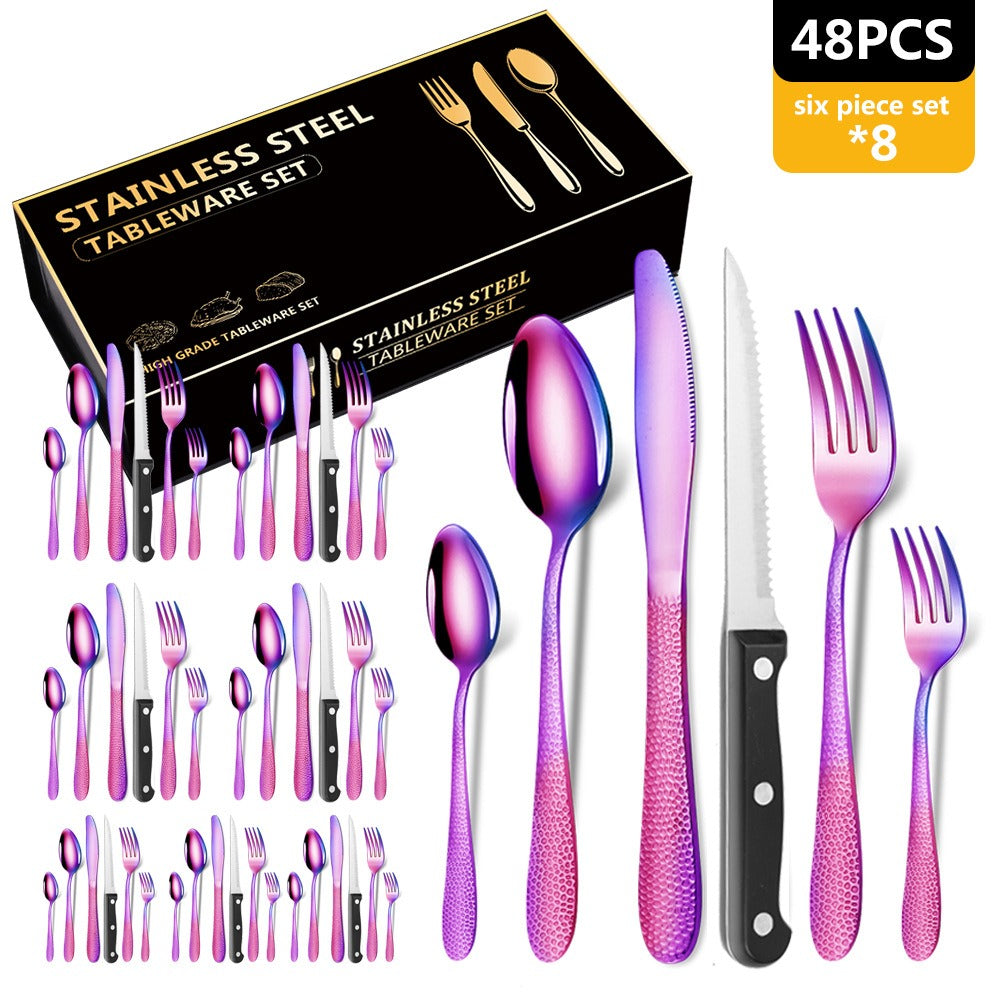 Creative Snakeskin Water Cube Stainless Steel Knife Fork And Spoon Cutlery Set Of 48 Sets Of Gifts In Colorful Boxes