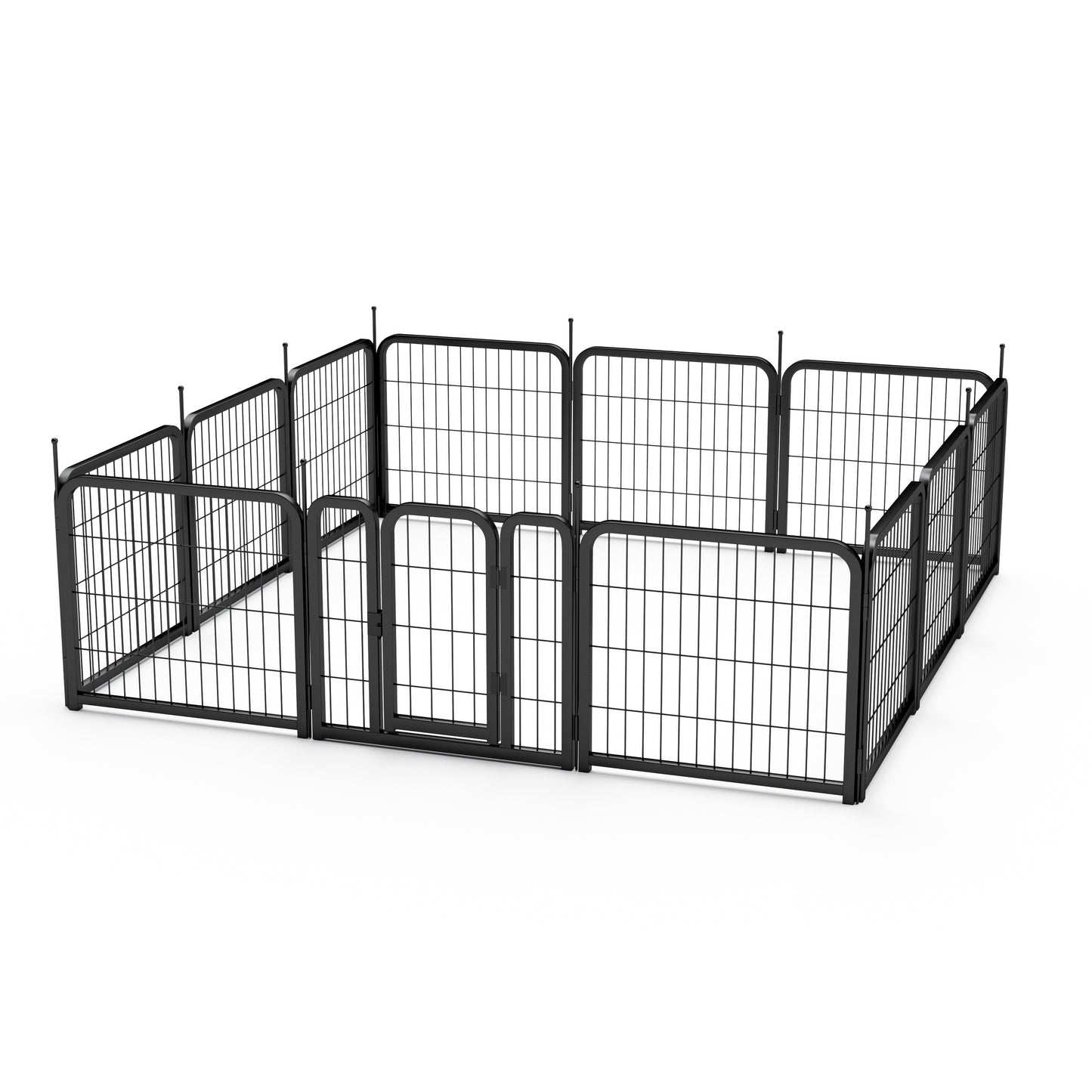 Outdoor 12 piece dog fence, 24 inch portable indoor game fence for small dog pets. Black, 22.2 inches wide x 23.6 inches high.